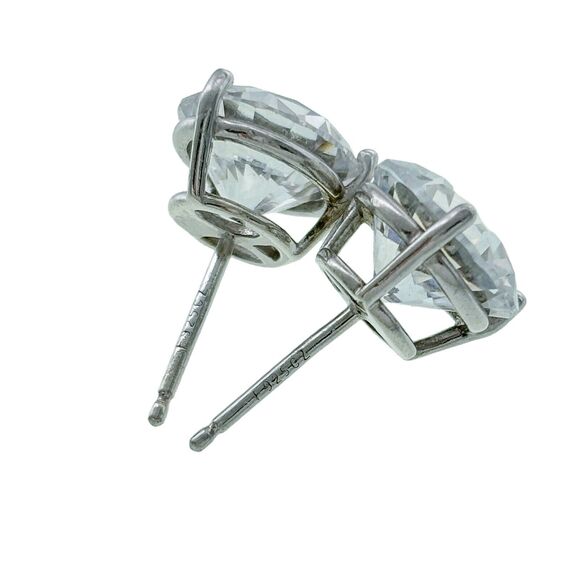 Cubic Zirconia Stud Earrings | Vintage Sterling Silver 925 - Picture 3 of 5